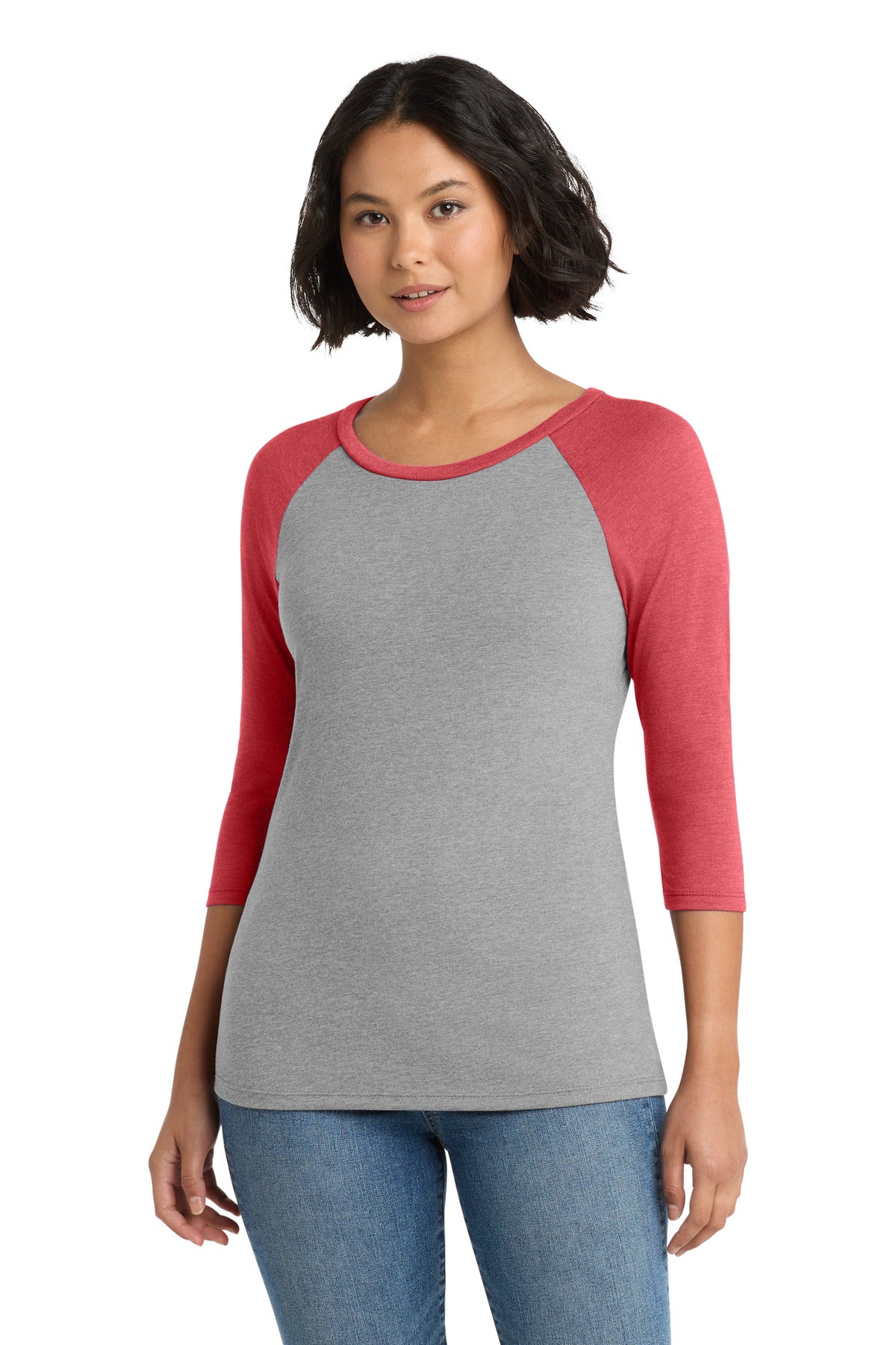 District Women's Perfect Tri 3/4-Sleeve Raglan DM136L