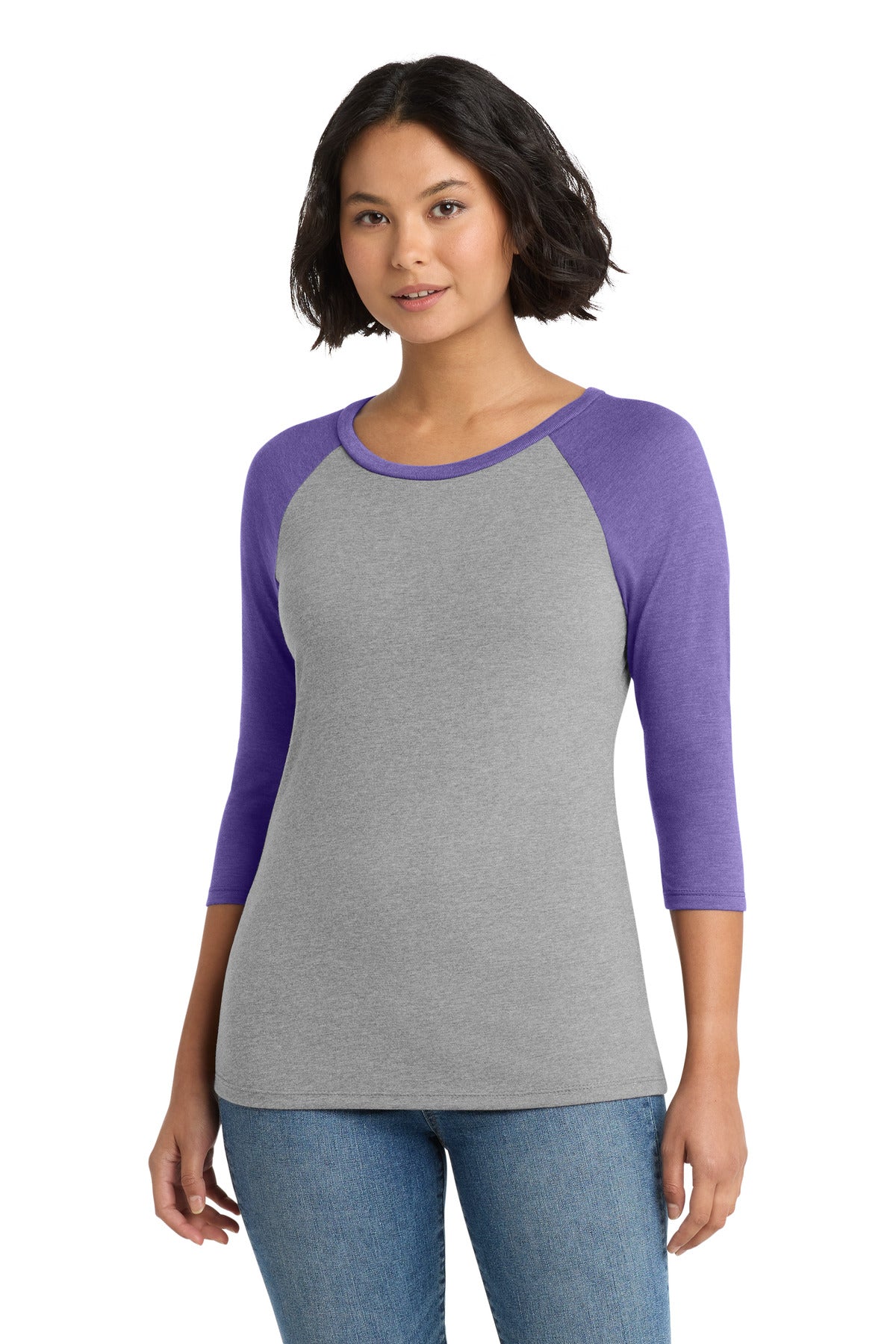 District Women's Perfect Tri 3/4-Sleeve Raglan DM136L